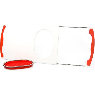 Over the Sink Cutting Board Non-Slip & Collapsible Colander-Silicone Pasta Strainer, Chop Fruit & Vegetables- Entertaining & Cooking