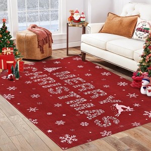 Christmas Rug, Low-Pile Washable & Non-Slip Mat for Living Room, Bedroom, Kitchen, and Dining Room Floor - 1 of 4