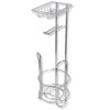 Home Mart Goods Silver Toilet Paper Holder Stand With Phone/Wipes Shelf - 20" Tall - 2 of 3