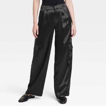 Women's High-Rise Satin Cargo Pants - A New Day™ Black 4
