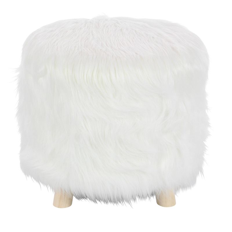 Contemporary Faux Fur Foot Stool White - Olivia &#38; May, 1 of 10