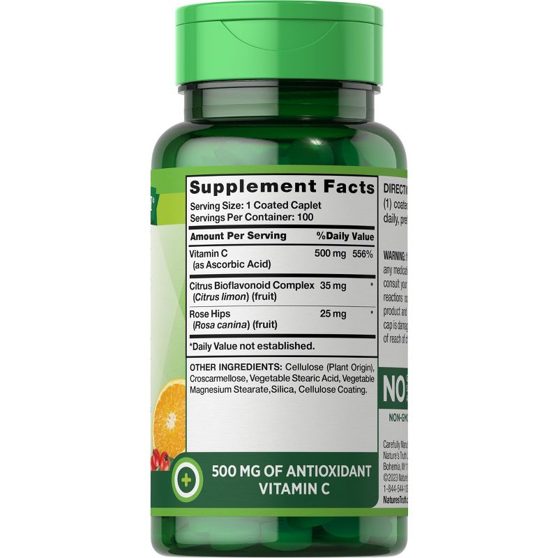 Nature's Truth Vitamin C with Rose Hips and Bioflavonoids 500mg | 100 Caplets, 2 of 5