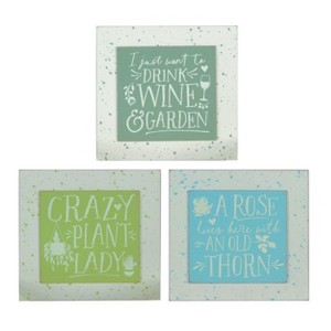 Transpac MDF Plant Enthusiast Block Decor Set of 3 Spring Home Decorations - 1 of 1