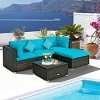 Tangkula 5-Piece Outdoor Patio Sectional Rattan Wicker Sofa Set w/ Cushion - 4 of 4