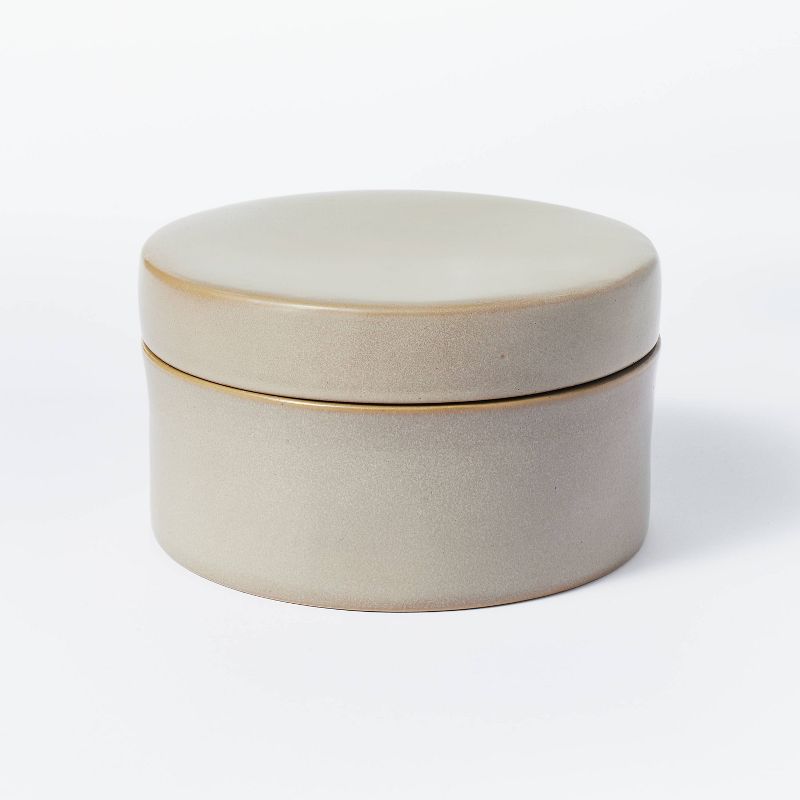 7&#34; x 7&#34; Round Carved Ceramic Box Gray - Threshold&#8482; designed with Studio McGee, 1 of 5