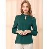 INSPIRE CHIC Women's Office Keyhole Elegant Stand Collar Long Sleeve Back Neck Button Blouse - 2 of 4
