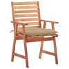 vidaXL 3X Solid Acacia Wood Patio Dining Chairs with Cushions Garden Outdoor Terrance Balcony Furniture - image 2 of 4