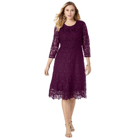 Jessica London Women's Plus Size Lace Fit & Flare Dress - 12 W