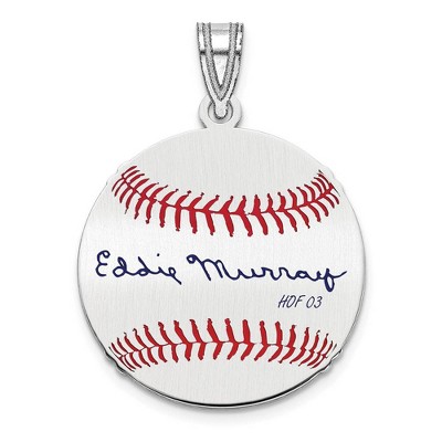 Black Bow Jewelry Sterling Silver Eddie Murray Signature SM Enamel Baseball Pendant