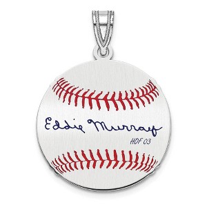 Black Bow Jewelry Sterling Silver Eddie Murray Signature SM Enamel Baseball Pendant - 1 of 4