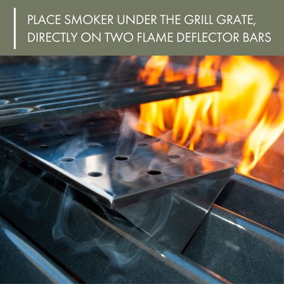 Silver Stainless Steel V-Shaped Smoker Box for Gas Grills