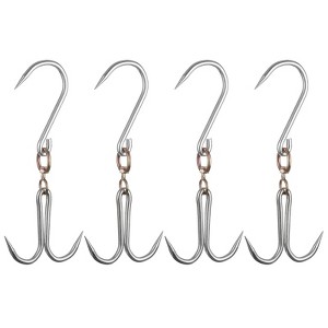 Unique Bargains Carbon Steel Swivel Corrosion-resistant Double Meat Hooks 4 Pcs - 1 of 4