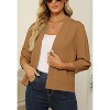 Women's 3/4 Sleeve Open Front Cropped Cardigan Sweater Elegant Shrugs for Women - 2 of 4