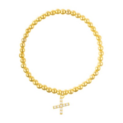 Adornia 14k Gold Plated Stretch Bead Bracelet with Pearl Letter