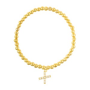 Adornia 14k Gold Plated Stretch Bead Bracelet with Pearl Letter - 1 of 3