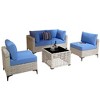 XIZZI 5PCS Furniture Set, Rattan Modular Sectional Sofa, Outside Coversation Set with Solar Coffee Table for Porch Balcony Backyard Poolside - 2 of 4