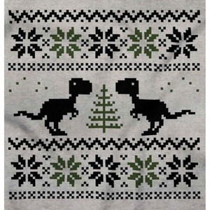 Ugly Christmas T-Rex Dinosaur Party Sweatshirt for Men or Women Brisco Brands - 1 of 4