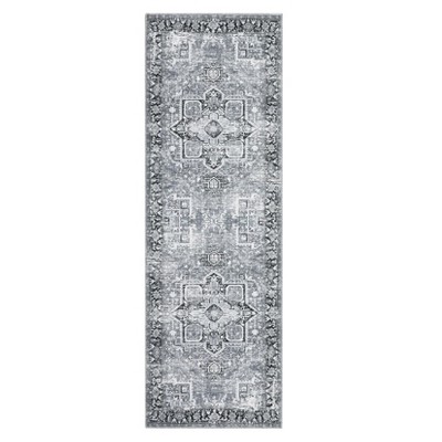 2 x 6 ft Polyester Green Rectangular Hallway Bathroom Entryway Kitchen Office Foldable Flower Printed  Washable Area Rug