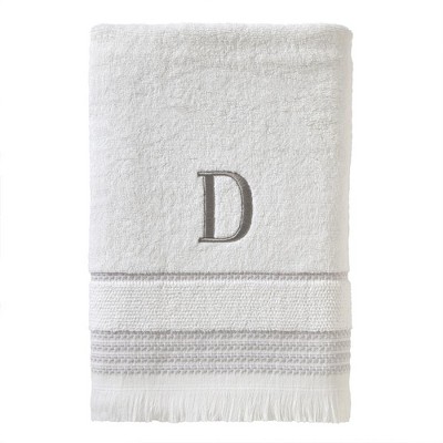 SKL Home By Saturday Knight Ltd Casual Monogram Bath Towel D - 28X54", White