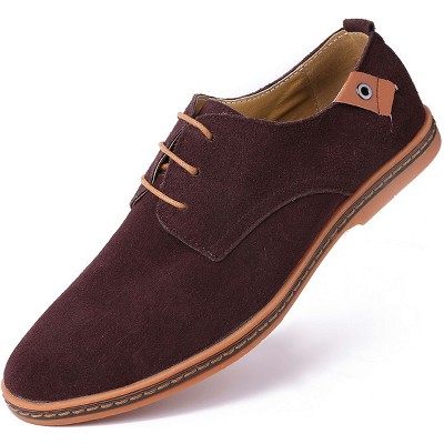 Mio Marino - Men's Classic Suede Oxford Shoes - Dark Brown, Size: 7 ...