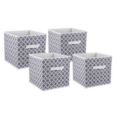 Design Imports Nonwoven Polyester Cube Lattice Gray Square 11X11X11 Set/4