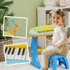 Infurnic Baby Activity Gyms Kids Piano Toy Keyboard, Electronic Music Educational Instrument with Microphone and Stool, Blue, 23"*9.8"*24.8" - 4 of 4