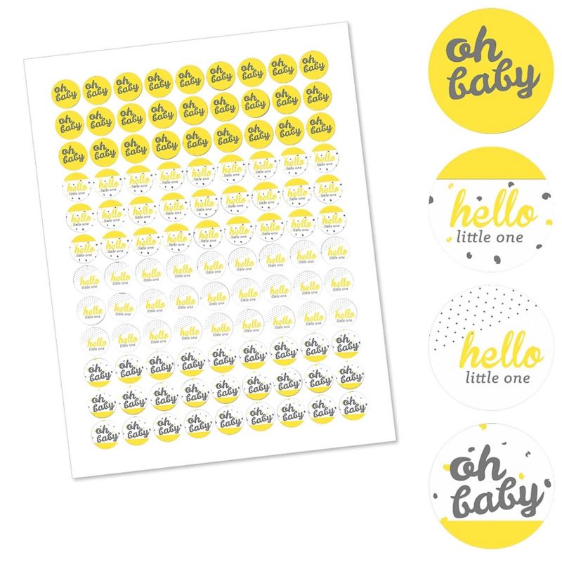 Big Dot of Happiness Hello Little One - Yellow - Neutral Baby Shower Party Round Candy Sticker Favors - Labels Fits Chocolate Candy (1 sheet of 108), 2 of 6