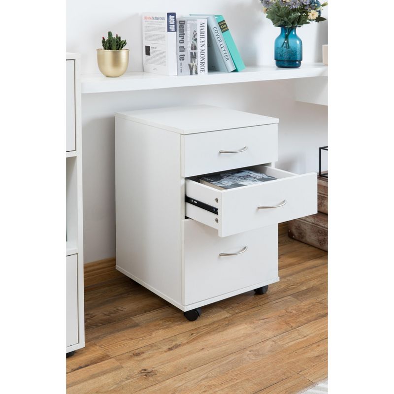 Basicwise Office File Cabinet 3 Drawer Chest with Rolling Casters, 3 of 7