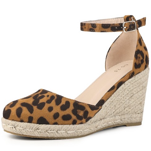 Perphy Women's Platform Espadrilles Closed Toe Wedges Heel Sandals Leopard  7.5 : Target