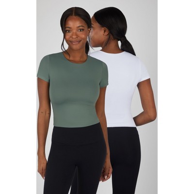 90 Degree By Reflex Womens 2 Pack Contour Meet And Greet Crew Neck