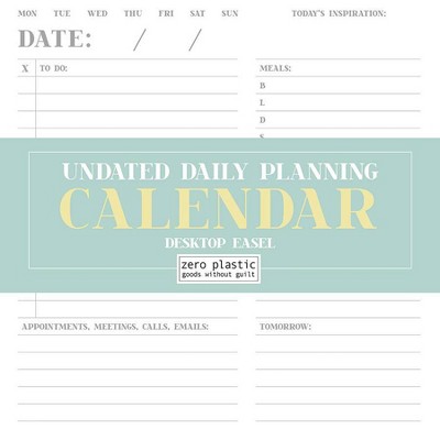 Undated Daily Planning Calendar 5.3" x 5.3" - White