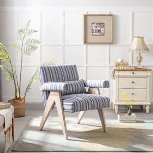 Accent Chairs On Sale Mid-Century Modern Reading Chair With Pillow Upholstered Lounge Arm Chair With Solid Wood Frame-Cuddlewood - 1 of 4