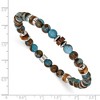 Chisel Stainless Steel 6.60mm Blue Golden and Brown Tiger's Eye Beaded 7.75" Stretch Bracelet - 4 of 4