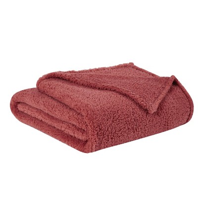 Dusty Rose Full Faux Fur Sherpa Bed Blanket