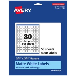 Avery Matte White Square Labels, 3/4" x 3/4" - 1 of 4