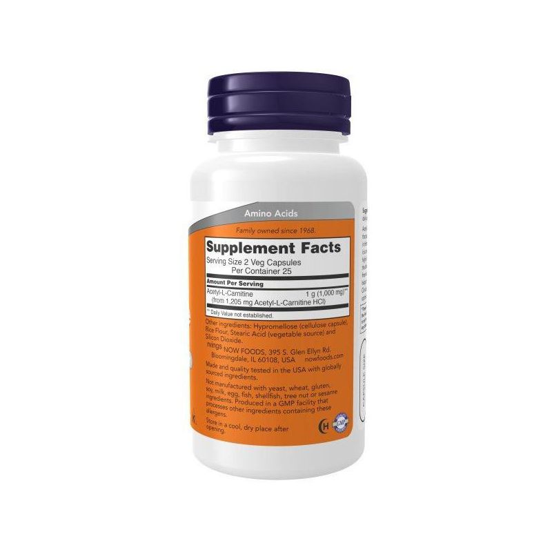 Now Foods Acetyl-L-Carnitine 500mg  -  50 Capsule, 2 of 4