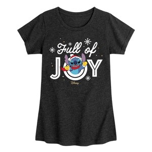 Girls' - Lilo and Stitch - Full Of Joy Christmas Fitted Short Sleeve Graphic T-Shirt - 1 of 4