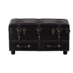 COZAYH Vintage Storage Bench, Upholstered Wooden Ottoman Padded Chest Box for Entryway, Bedroom, Living Room, Mid-Century Style, Matte Black - 1 of 4