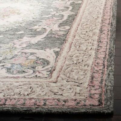 Ivory and Charcoal Tufted Wool Medallion Area Rug