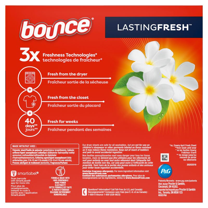 Bounce Lasting Fresh Mega Dryer Sheets, Outdoor Fresh &#38; Clean Fabric Softener Sheets for Long Lasting Freshness - 130ct, 4 of 10