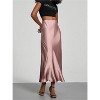 Women's Satin Maxi Skirt - High Waist A-Line Long Skirt for Elegant Office Wear - 4 of 4