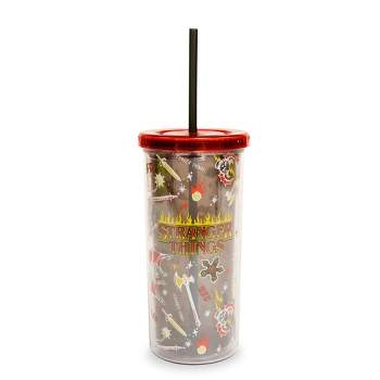 Silver Buffalo Stranger Things Hellfire Club Carnival Cup With Lid and Straw | Holds 20 Ounces