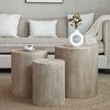 CAVINAS Coffee Tables for Living Room Rustic Rounded Wooden Coffee Table Set of 3 Modern End Tables Plant Stands for Apartment - 3 of 4