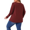 Agnes Orinda Women's Plus Size Crew Neck Front Tucks Detail Long Sleeve Solid Casual Basic Tunic Blouse - 4 of 4