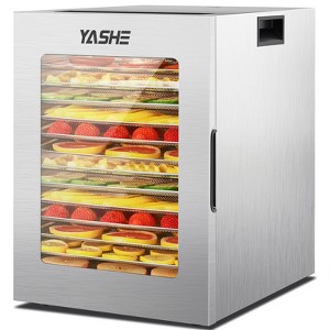YASHE 14-Tray Stainless Steel Food Dehydrator, 10 Presets, 48H Timer, 850W, for Jerky, Herbs, Meat, Fruits, Dog Treats, Recipes Included - 1 of 4
