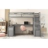 Loft Bed Twin Size Wooden Frame Bed With 7 Drawers 2 Shelves 1 Desk Space-Saving Design For Kids Bedroom Furniture - 2 of 4