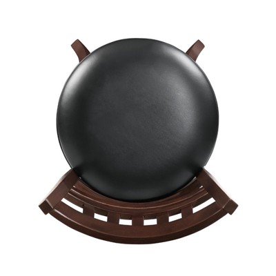 Cherry Wood Swivel Counter Stool with Black Faux Leather