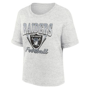 NFL Las Vegas Raiders Women's Oatmeal Heather Rolled Sleeve T-Shirt - 1 of 3