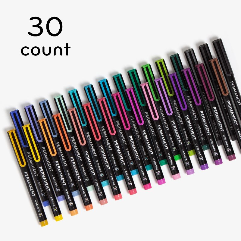 U Brands 30pk Permanent Markers Multicolored, 6 of 14