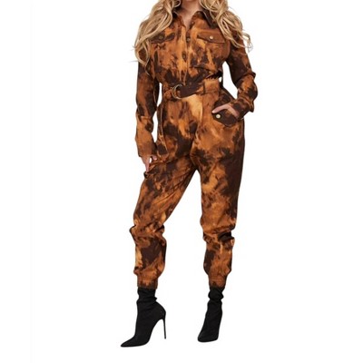 Women's Fierce Sepia Denim Tye Dye Jumpsuit - L'ATISTE